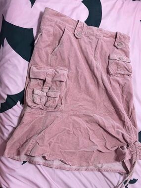 Pink Corduroy Vintage Y2K Cargo Utility Skirt